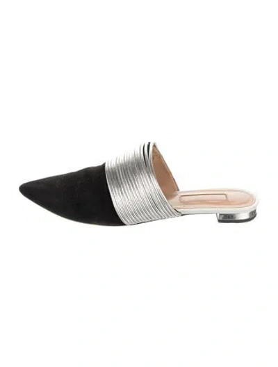 Pre-owned Aquazzura Suede Mules In Silver
