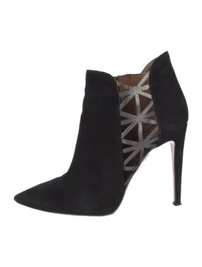Pre-owned Aquazzura Suede Patterned Boots In Black