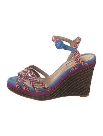 Pre-owned Aquazzura Suede Patterned Espadrilles In Purple