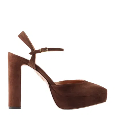 Aquazzura Suede Platform Pumps In Red