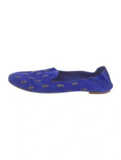 Pre-owned Aquazzura Suede Printed Ballet Flats In Blue
