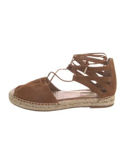 Pre-owned Aquazzura Suede Printed Espadrilles In Brown/neutrals