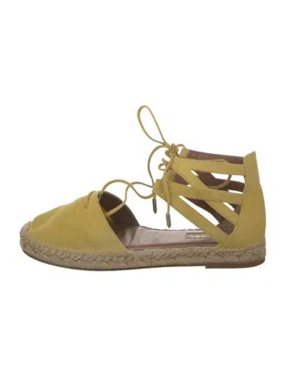 Pre-owned Aquazzura Suede Printed Espadrilles In Yellow