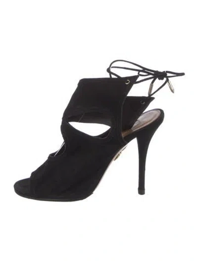 Pre-owned Aquazzura Suede Pumps In Black