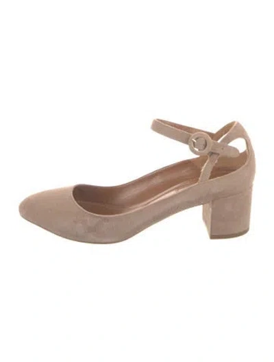 Pre-owned Aquazzura Suede Pumps In Neutral