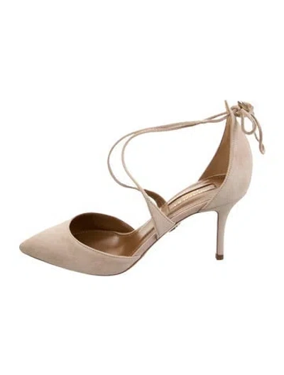 Pre-owned Aquazzura Suede Pumps W/ Tags In Neutrals