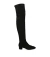 Aquazzura Suede Block Heel Over-the-knee Boots In Black