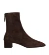 Aquazzura Pointed Toe Brown Suede Ankle Booties In Black