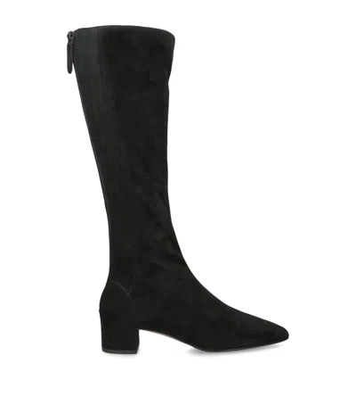 Aquazzura Suede Saint Honor Knee-high Boots 35 In Black