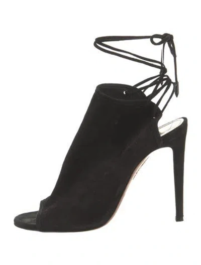 Pre-owned Aquazzura Suede Sandals In Black