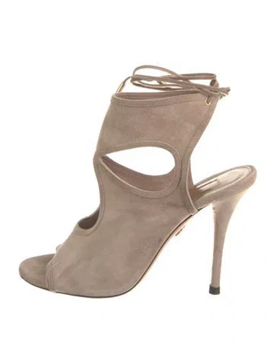 Pre-owned Aquazzura Suede Sandals In Neutral