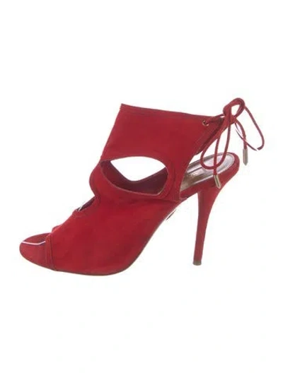 Pre-owned Aquazzura Suede Sandals In Red
