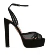 Aquazzura Divine Mesh Crisscross Platform Sandals In Black