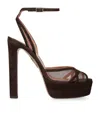 Aquazzura 130mm Shear Plateau Platform Mesh-panel Heeled Sandals In Brown