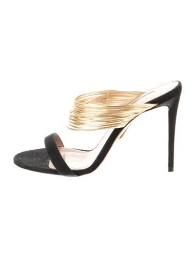 Pre-owned Aquazzura Suede Slides In Multi
