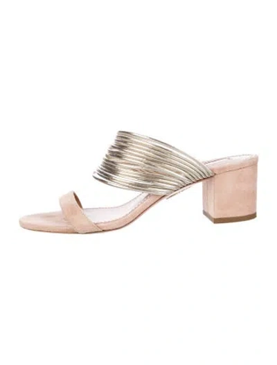 Pre-owned Aquazzura Suede Slides In Neutral