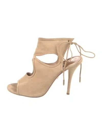 Pre-owned Aquazzura Suede Slingback Pumps In Neutral