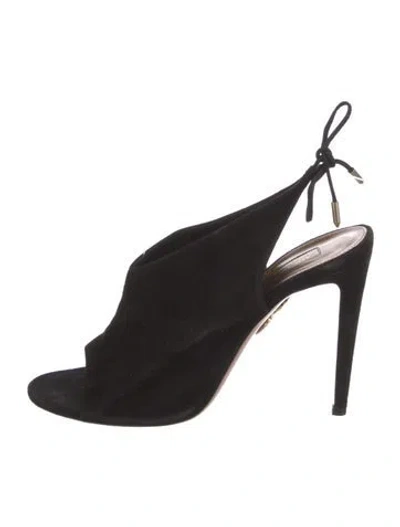 Pre-owned Aquazzura Suede Slingback Sandals In Black