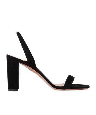 Aquazzura Suede Slingback Sandals In Black