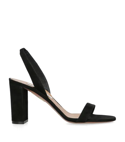 AQUAZZURA SUEDE SO NUDE BLOCK SANDALS 85