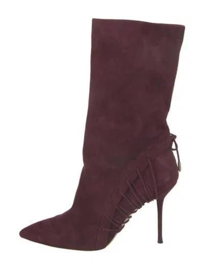 Pre-owned Aquazzura Suede Sock Boots In Burgundy