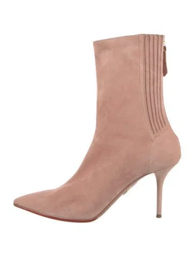 Pre-owned Aquazzura Suede Sock Boots In Pink