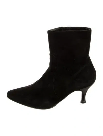 Pre-owned Aquazzura Suede Striped Boots In Black