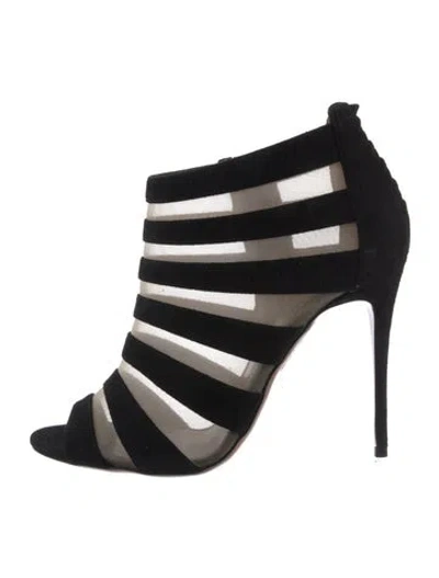 Pre-owned Aquazzura Suede Striped Boots In Black