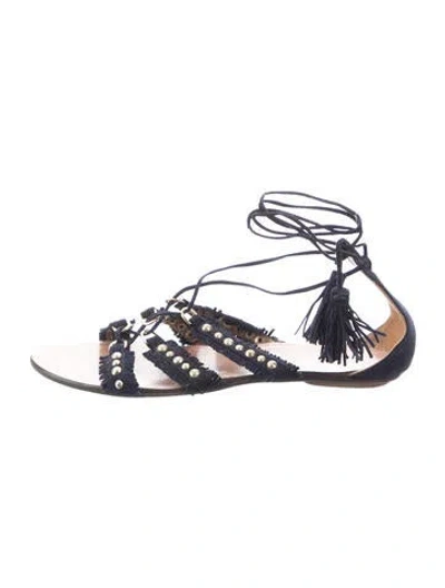 Pre-owned Aquazzura Suede Studded Accents Gladiator Sandals In Blue