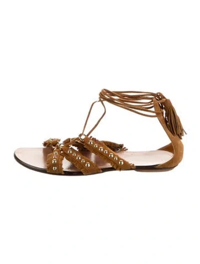 Pre-owned Aquazzura Suede Studded Accents Gladiator Sandals In Brown