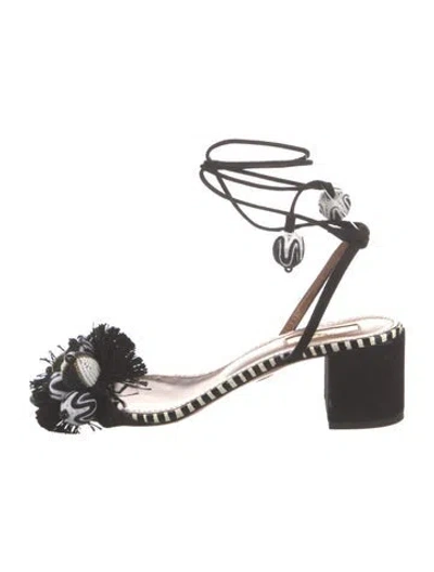 Pre-owned Aquazzura Suede Tassel Accents Gladiator Sandals In Multi