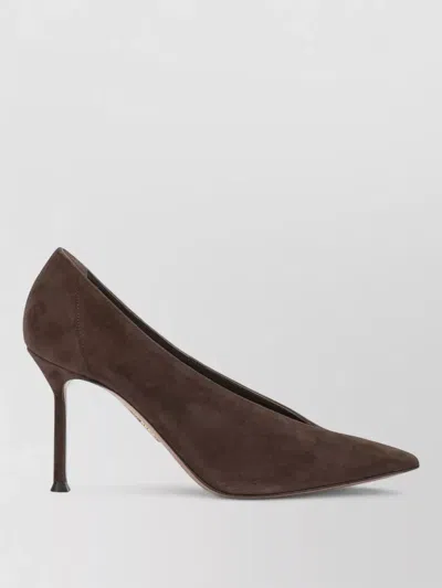 Aquazzura Suede Voltaire 85mm Pumps In Brown