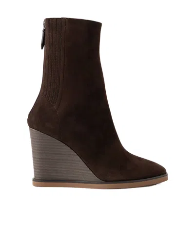 Aquazzura Suede Wedge Ankle Boots In Black