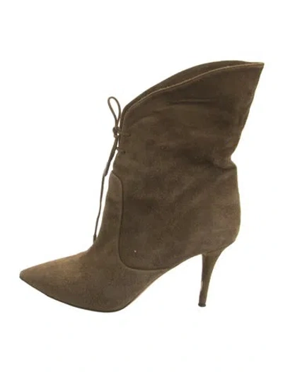 Pre-owned Aquazzura Suede Western Boots In Green