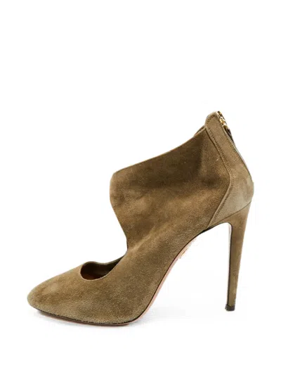 Pre-owned Aquazzura Suede-heeled Ankle Boots In Brown