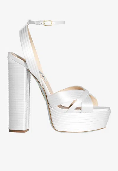 Aquazzura Sundance 140 Bridal Platform Sandals In White