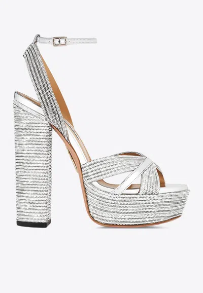 Aquazzura Sundance 140 Crystal-embellished Platform Sandals