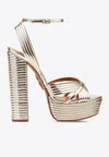 Aquazzura Sundance 140 Crystal-embellished Platform Sandals In Gold