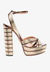 Aquazzura Sundance 140 Metallic Leather Platform Sandals
