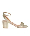 Aquazzura Sundance 50 Sandals In Mirrored Leather In Nude