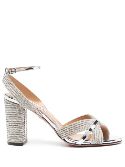 Aquazzura Very Sundance Crystal Sandal 85 In Silver