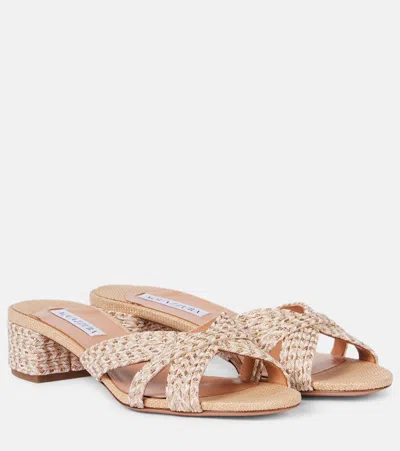 AQUAZZURA SUNDANCE BEACH 35 RAFFIA MULES