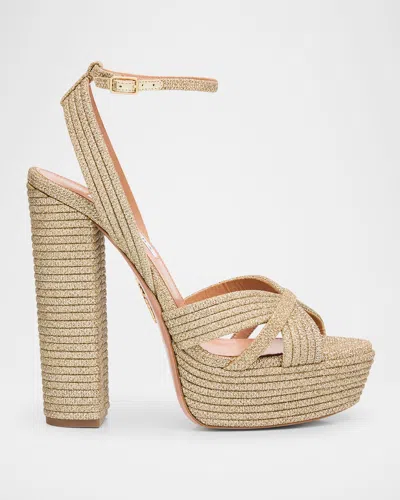 Aquazzura Sundance Lurex Platform Sandals