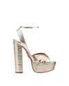 Aquazzura Sundance 140 Metallic Leather Platform Sandals