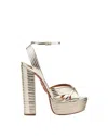 Aquazzura Sundance 140 Metallic Leather Platform Sandals