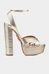 Aquazzura Sundance 140 Metallic Leather Platform Sandals