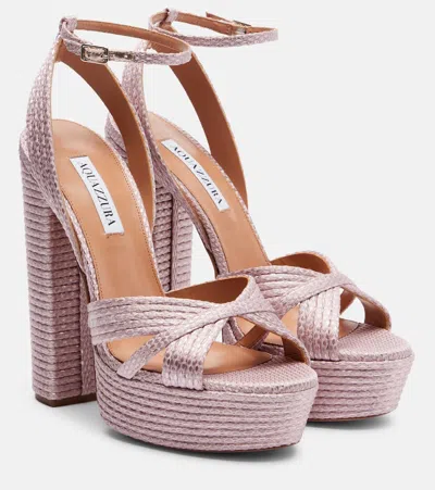 Aquazzura Sundance Plateau Crossover Platform Sandals In Multi