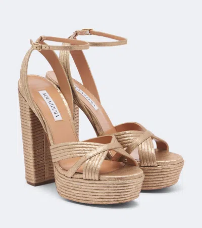 Aquazzura Sundance Platform Sandals In Neutral