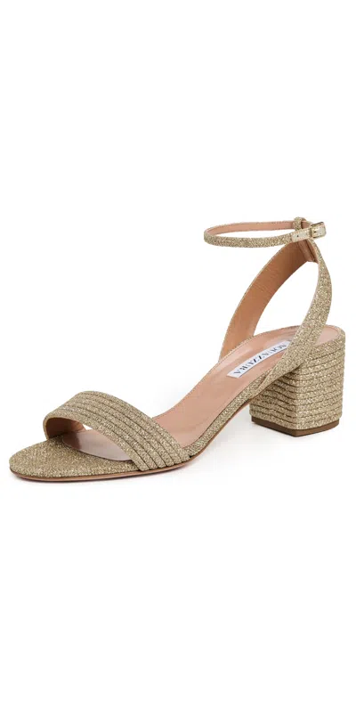 Aquazzura Sundance Sandals 50mm Platino In Silver
