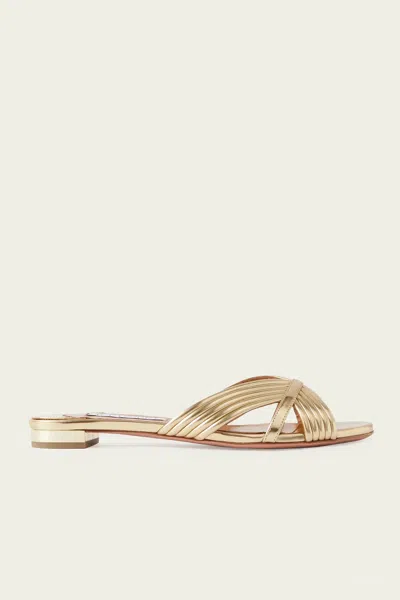 Aquazzura Sundance Slide In Soft Gold